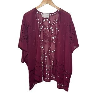 Anthropologie Beautiful Stories Women Dalia Kimono Top Cover Up Cutouts Boho OS